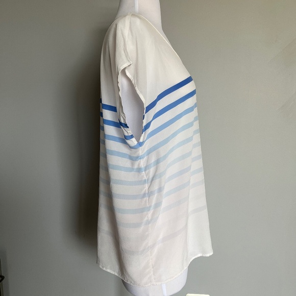 Joie Rain B Savory Silk Ombre Striped Casual Career White Relaxed Tee Blouse Top - Picture 4 of 12